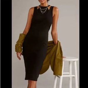 Anthropologie T.la Black Bodycon Cut-out Midi Dress, Size L